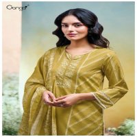 GANGA SANULI S3655 WHOLESALE PREMIUM COTTON PRINTED WITH EMBROIDERY WORK DESIGNER SLAWAR SUITS