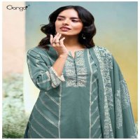 GANGA SANULI S3655 WHOLESALE PREMIUM COTTON PRINTED WITH EMBROIDERY WORK DESIGNER SLAWAR SUITS