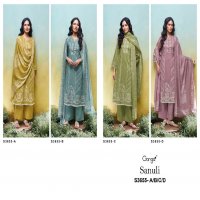 GANGA SANULI S3655 WHOLESALE PREMIUM COTTON PRINTED WITH EMBROIDERY WORK DESIGNER SLAWAR SUITS