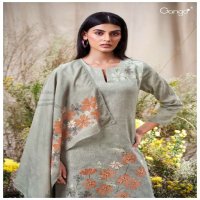 GANGA ELA S3566 WHOLESALE PREMIUM COTTON LINEN PRINTED WITH HAND WORK CLASSY SUITS