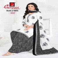 GANPATI BLACK AND WHITE VOL-3 WHOLESALE COTTON PRINTED FANCY PATIYALA DRESS MATERIAL
