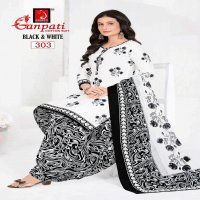 GANPATI BLACK AND WHITE VOL-3 WHOLESALE COTTON PRINTED FANCY PATIYALA DRESS MATERIAL
