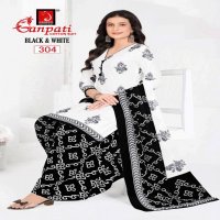 GANPATI BLACK AND WHITE VOL-3 WHOLESALE COTTON PRINTED FANCY PATIYALA DRESS MATERIAL