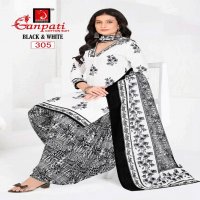 GANPATI BLACK AND WHITE VOL-3 WHOLESALE COTTON PRINTED FANCY PATIYALA DRESS MATERIAL
