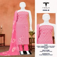 TESLA 3305 BY BIPSON PRINT UNSTITCHED 3PCS CASUAL DRESS SET