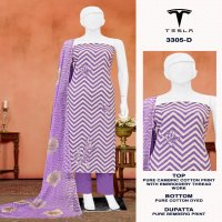 TESLA 3305 BY BIPSON PRINT UNSTITCHED 3PCS CASUAL DRESS SET