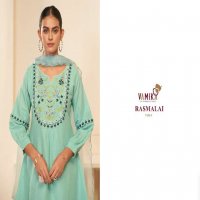 VAMIKA RASMALAI VOL-1 WHOLESALE HEAVY CAMBRIC COTTON WITH HEAVY HAND WORK READYMADE ANARKALI STYLIST SUITS