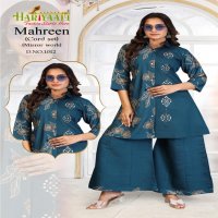 HARIYAALI MAHREEN VERTICAN READYMADE ELEGANCE COMBO SET KURTI WITH PLAZZO EXPORTS