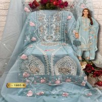 FEPIC ROSEMEEN C-1985 WHOLESALE ORGANZA EMBROIDERED WITH HAND WORK TRENDY PAKISTANI SUITS