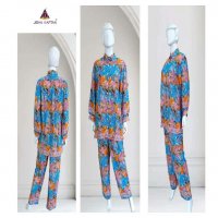 JISHA KAFTAN PRESENT SILK CO ORD SETS WHOLSALE GOLDEN FOIL PRINTED POLU SILK STYLIST CORD SET