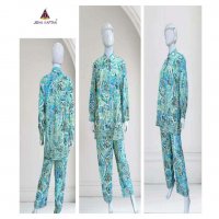 JISHA KAFTAN PRESENT SILK CO ORD SETS WHOLSALE GOLDEN FOIL PRINTED POLU SILK STYLIST CORD SET