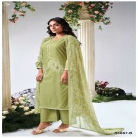 GANGA IYANA S3667 WHOLESALE PREMIUM COTTON LINEN PRINTED WITH HAND EMBROIDERY FASHIONABLE SUITS
