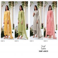 GANGA IYANA S3667 WHOLESALE PREMIUM COTTON LINEN PRINTED WITH HAND EMBROIDERY FASHIONABLE SUITS