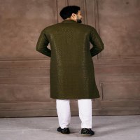 AR EXPORTS MANYAVAR VOL 1 RAYON SHIFFLLI SEQUENCE WORK READYMADE CLASSIC MENS KURTA
