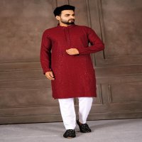 AR EXPORTS MANYAVAR VOL 1 RAYON SHIFFLLI SEQUENCE WORK READYMADE CLASSIC MENS KURTA