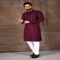 AR EXPORTS MANYAVAR VOL 1 RAYON SHIFFLLI SEQUENCE WORK READYMADE CLASSIC MENS KURTA
