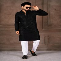 AR EXPORTS MANYAVAR VOL 1 RAYON SHIFFLLI SEQUENCE WORK READYMADE CLASSIC MENS KURTA