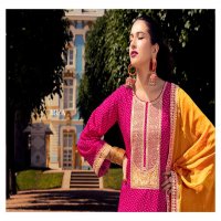 RANG BANDHEJ BY IBIZA RUSSIAN SILK TRADITIONAL WEAR DRESS MATERIAL EXPORTS