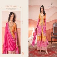 ZUBEDA KASTURI EMBROIDERY CHINON SILK PRINT READYMADE PLAZZO STYLE 3PCS DRESS