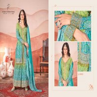 ZUBEDA KASTURI EMBROIDERY CHINON SILK PRINT READYMADE PLAZZO STYLE 3PCS DRESS