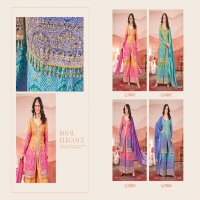 ZUBEDA KASTURI EMBROIDERY CHINON SILK PRINT READYMADE PLAZZO STYLE 3PCS DRESS