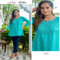 AANCHI RUTVI WHOLESALE FANCY EMBROIDERY WORK UNIQUE COLOR FULLY STITCHED SHORT TOPS