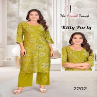 THE FINAL TOUCH R R FASHION KITTY PARTY VETICAN PRINT READYMADE STYLISH COMBO KURTI WITH PANT
