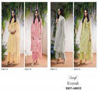 GANGA EVARAAH S3617 WHOLESALE PURE COTTON PRINTED WITH CROCHET LACE ON DAMAN FASHIONABLE SUITS