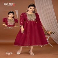 SKYLAR BY DEE CEE WHOLESALE ROMAN SILK EMBROIDERY BRODER ON DAMAN WITH BUTTI TRENDY LONG KURTIS