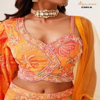 AMOHA C404 WHOLESALE HEAVY HAND WORK WITH DIGITAL CHINON FULLY STITCHED FASHIONABLE CROP TOP