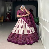 LNB 1229 STYLISH TUSSAR SILK BANDHEJ PRINT STITCH LEHENGA UNSTITCH CHOLI