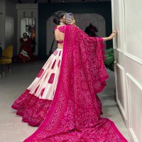 LNB 1229 STYLISH TUSSAR SILK BANDHEJ PRINT STITCH LEHENGA UNSTITCH CHOLI