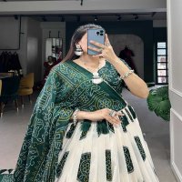 LNB 1229 STYLISH TUSSAR SILK BANDHEJ PRINT STITCH LEHENGA UNSTITCH CHOLI