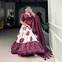 LNB 1229 STYLISH TUSSAR SILK BANDHEJ PRINT STITCH LEHENGA UNSTITCH CHOLI