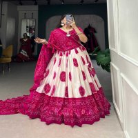 LNB 1229 STYLISH TUSSAR SILK BANDHEJ PRINT STITCH LEHENGA UNSTITCH CHOLI