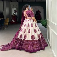 LNB 1229 STYLISH TUSSAR SILK BANDHEJ PRINT STITCH LEHENGA UNSTITCH CHOLI