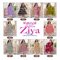 KAVYA ZIYA VOL-4 WHOLESALE CAPSULE FOIL PRINT WITH EMBROIDERY ON NECK PRETTY NAYRA CUT KIDS SUITS