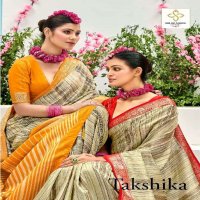 SHUBH SHREE TAKSHIKA WHOLESALE KHADI JACQUARD BORDER WITH FANCY BLOUSE DESIGNER SAREE EXPORTS