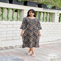 CHARMING VOL 2 BY VANISKA COLOURPIX RAYON READYMADE PLUS SIZE LONG KURTIS