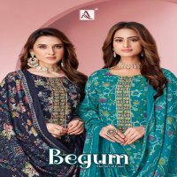 ALOK BEGUM WHOLESALE PURE VISCOSE RAYON FOIL PRINT WITH EMBROIDERY DESIGNER 3 PCS DRESS MATERIAL