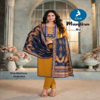 MANDIRA BY KAYA WHOLESALE RAYON PRINT WITH MASLIN DIGITAL PRINT 3 PCS READYMADE FANCY STRAIGHT DRESS FOR WOMENS