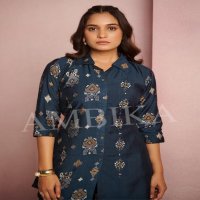 AMBIKA LAMHE VERTICAN CLASSIC LOOK FULLY STITCH KURTI WITH PLAZZO COMBO SETS