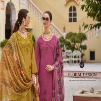 ZARA BY BELLIZA DESIGNER ROMAN SILK WITH EMBROIDERY WORK ELEGANCE 3PCS DRESS MATERIAL