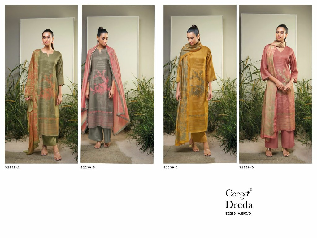 Ganga Dreda S2239 Wholesale Spun Twill And Handwork Winter Dress