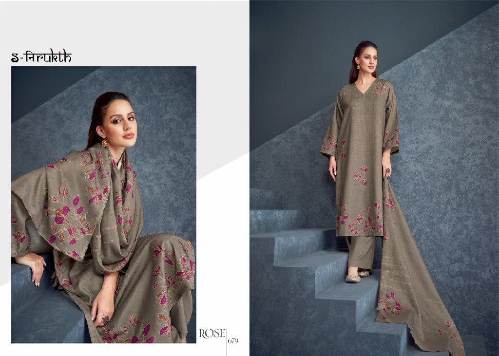 S Nirukth Rose Wholesale Pashmina With Hand Work Winter Suits
