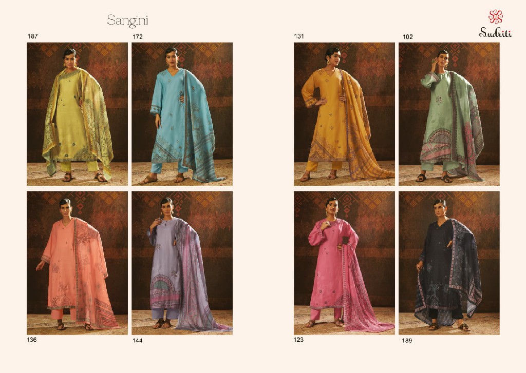 Sudriti Sangini Wholesale Pashmina Twill With Hand Work Salwar Suits