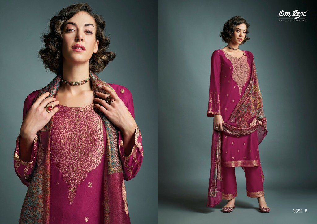 Omtex Aamod Vol-XVII Wholesale Musleen Jacquard With Hand Work Suits