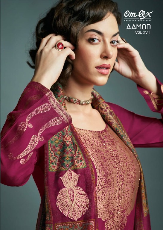 Omtex Aamod Vol-XVII Wholesale Musleen Jacquard With Hand Work Suits