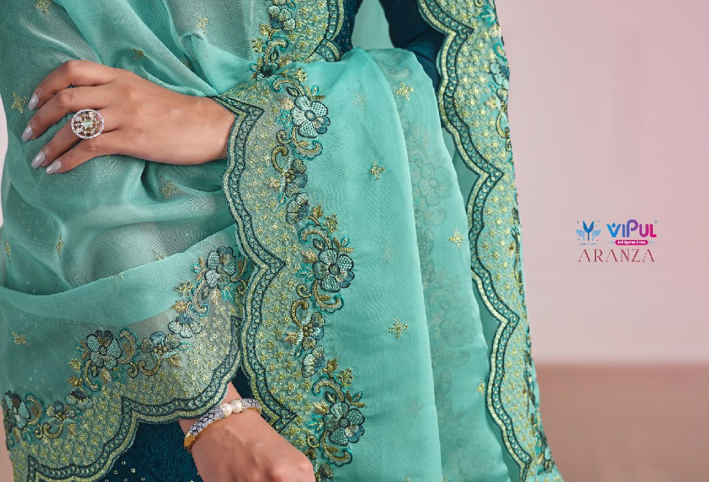 Vipul Aranza Wholesale Chinon Chiffon With Embroidery Straight Salwar Suits