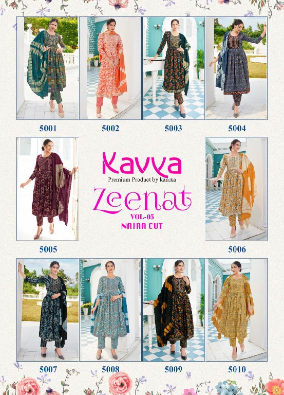 Kavya Zeenat Vol-5 Wholesale Naira Cut Ready Made Salwar Suits